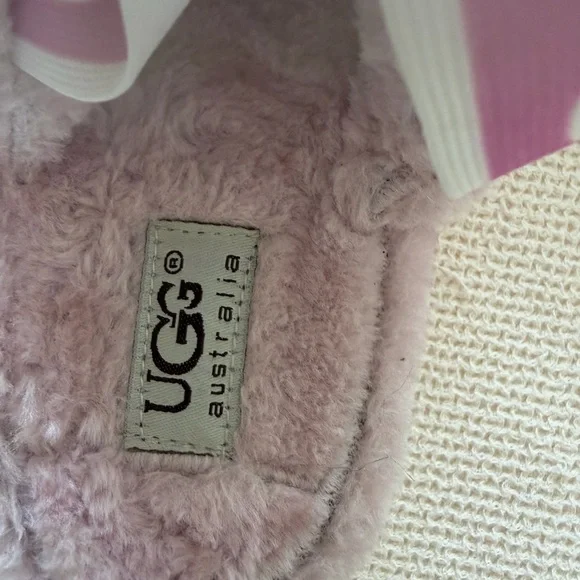 UGG Pink Plush Shearling Slide with Branded Elastic Heel Strap - Picture 4 of 5